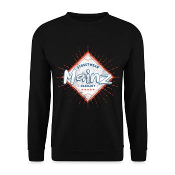 Mainz Deutschland Stadt Skyline Heimat Liebe - Unisex Pullover - Schwarz - Vorne - Alina (178cm) & Michal (187cm)