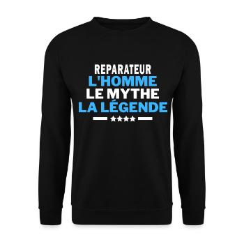 REPARATEUR l'homme le mythe la légende - humour - Sweat-shirt Unisexe - noir - Devant - Alina (178cm) & Michal (187cm)