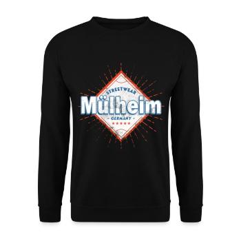 Mülheim Deutschland Stadt Skyline Heimat Liebe - Unisex Pullover - Schwarz - Vorne - Alina (178cm) & Michal (187cm)