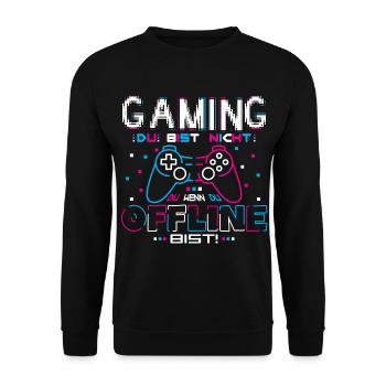 Gaming Du bist nicht Du Offline - Unisex Pullover - Schwarz - Vorne - Alina (178cm) & Michal (187cm)