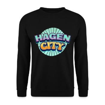 Hagen Germany City Font Pop Art Comic - Unisex Sweatshirt - black - Front - Alina (178cm) & Michal (187cm)