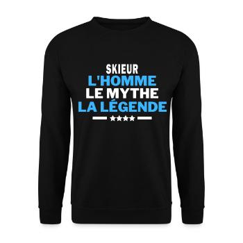 SKIEUR l'homme le mythe la légende - humour - Sweat-shirt Unisexe - noir - Devant - Alina (178cm) & Michal (187cm)