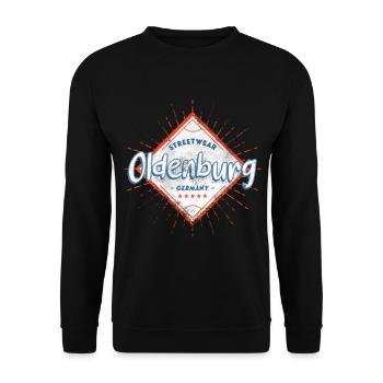 Oldenburg Deutschland Stadt Skyline Heimat Liebe - Unisex Pullover - Schwarz - Vorne - Alina (178cm) & Michal (187cm)