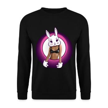 Häschen im Bikini - Unisex Pullover - Schwarz - Vorne - Alina (178cm) & Michal (187cm)