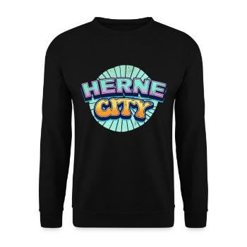 Herne Germany City Font Pop Art Comic - Unisex Sweatshirt - black - Front - Alina (178cm) & Michal (187cm)