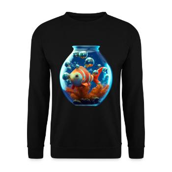 Goldfish in a fishbowl - Unisex Sweatshirt - black - Front - Alina (178cm) & Michal (187cm)