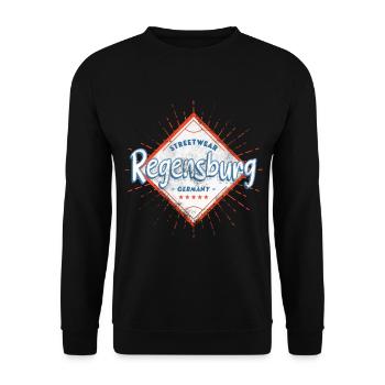 Regensburg Deutschland Stadt Skyline Heimat Liebe - Unisex Pullover - Schwarz - Vorne - Alina (178cm) & Michal (187cm)