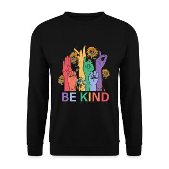 Schwul Lesbisch Regenbogen T-Shirt Geschenkidee - Unisex Pullover - Schwarz - Vorne - Alina (178cm) & Michal (187cm)