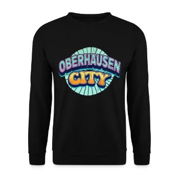 Oberhausen Germany City Font Pop Art Comic - Unisex Sweatshirt - black - Front - Alina (178cm) & Michal (187cm)