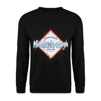 Middlesbrough England UK Stadt Skyline Heimat - Unisex Pullover - Schwarz - Vorne - Alina (178cm) & Michal (187cm)