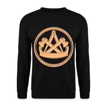 Zimmermann Zimmerer Zunft Logo Wappen Holz Hell - Unisex Pullover - Schwarz - Vorne - Alina (178cm) & Michal (187cm)