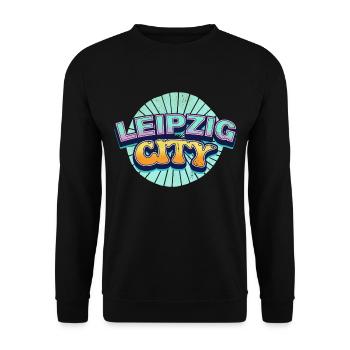 Leipzig Germany City Font Pop Art Comic - Unisex Sweatshirt - black - Front - Alina (178cm) & Michal (187cm)