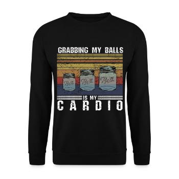 Homesteading Canning Grabbing my Balls my Cardio - Unisex Pullover - Schwarz - Vorne - Alina (178cm) & Michal (187cm)