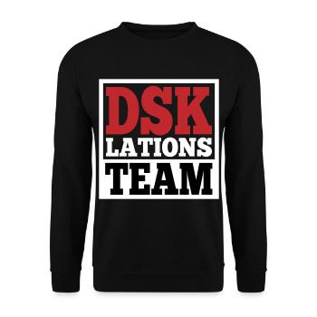 Deeskalationsteam DSKlations Team Farben änderbar - Unisex Pullover - Schwarz - Vorne - Alina (178cm) & Michal (187cm)