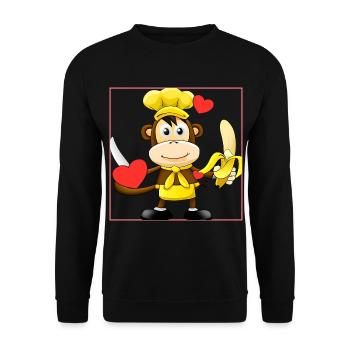 Cuisiniers de singe banane - Sweat-shirt Unisexe - noir - Devant - Alina (178cm) & Michal (187cm)