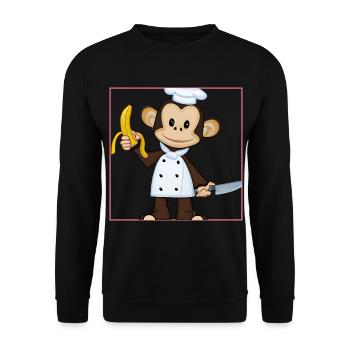Cuisiniers de singe banane - Sweat-shirt Unisexe - noir - Devant - Alina (178cm) & Michal (187cm)