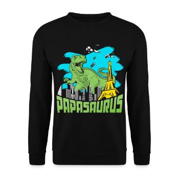 Papasaurus humour papa dinosaure cadeau vintage - Sweat-shirt Unisexe - noir - Devant - Alina (178cm) & Michal (187cm)