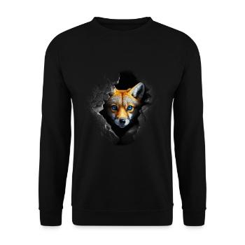 Fox Cuddly Animals Gift Art Animal Motif - Unisex Sweatshirt - black - Front - Alina (178cm) & Michal (187cm)
