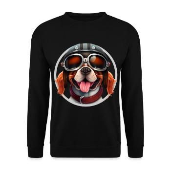 Biker Hund Motorrad Helm Motorradfahrer Kopf - Unisex Pullover - Schwarz - Vorne - Alina (178cm) & Michal (187cm)