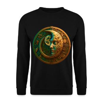 Moon Face Watch Dial Gears - Unisex Sweatshirt - black - Front - Alina (178cm) & Michal (187cm)