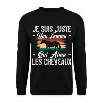 femme Chevallier - amoureuse des chevaux - Cheval. - Sweat-shirt Unisexe - noir - Devant - Alina (178cm) & Michal (187cm)