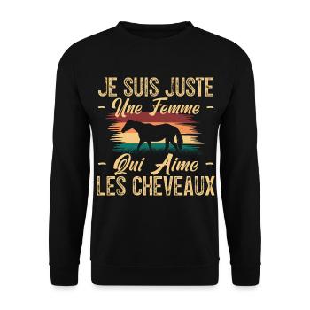 femme Chevallier - amoureuse des chevaux - Cheval. - Sweat-shirt Unisexe - noir - Devant - Alina (178cm) & Michal (187cm)