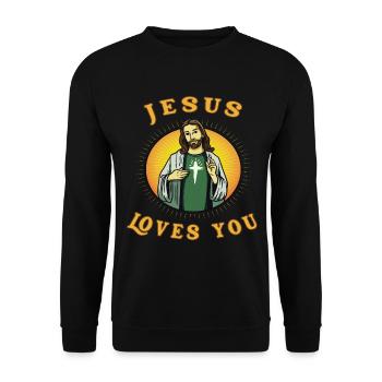 Jesus Gott Christus Religion Bibel christ - Unisex Pullover - Schwarz - Vorne - Alina (178cm) & Michal (187cm)