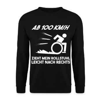 Rollstuhl Humor Rollstuhlfahrer lustig Geschenk - Unisex Pullover - Schwarz - Vorne - Alina (178cm) & Michal (187cm)