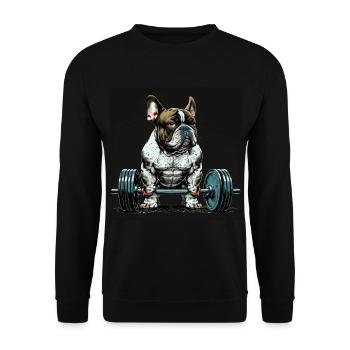 Français Bulldog Frenchie Bodybuilding Dog - Sweat-shirt Unisexe - noir - Devant - Alina (178cm) & Michal (187cm)