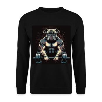 Français Bulldog Frenchie Bodybuilding Dog - Sweat-shirt Unisexe - noir - Devant - Alina (178cm) & Michal (187cm)