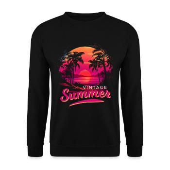 Rétro Vintage Summer Sunset Beach - Sweat-shirt Unisexe - noir - Devant - Alina (178cm) & Michal (187cm)