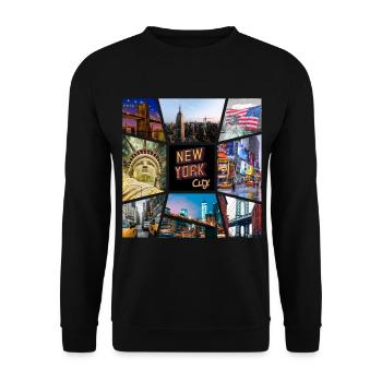 New York City USA America City Skyline Collage - Unisex Sweatshirt - black - Front - Alina (178cm) & Michal (187cm)