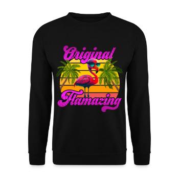 Original Flamazing Flamingo Summer Party Celebrations - Unisex Sweatshirt - black - Front - Alina (178cm) & Michal (187cm)