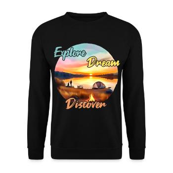 Camping Aventure Explorer Dream Discover - Sweat-shirt Unisexe - noir - Devant - Alina (178cm) & Michal (187cm)
