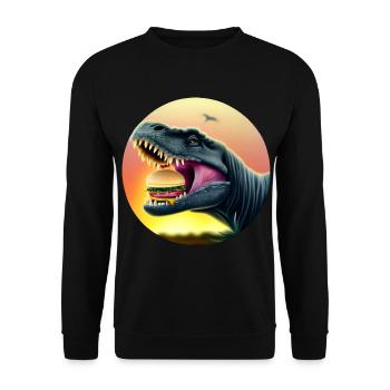 Cheeseburger Dinosauerier - Unisex Sweatshirt - black - Front - Alina (178cm) & Michal (187cm)