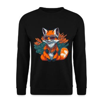 Cool fox with sunglasses - Unisex Sweatshirt - black - Front - Alina (178cm) & Michal (187cm)