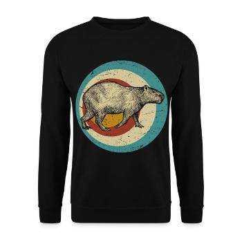 Capybara Wasserschwein retro Nagetier Tier lustig - Unisex Pullover - Schwarz - Vorne - Alina (178cm) & Michal (187cm)