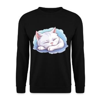 Sleeping Cat Official Sleep Shirt Kitten - Unisex Sweatshirt - black - Front - Alina (178cm) & Michal (187cm)
