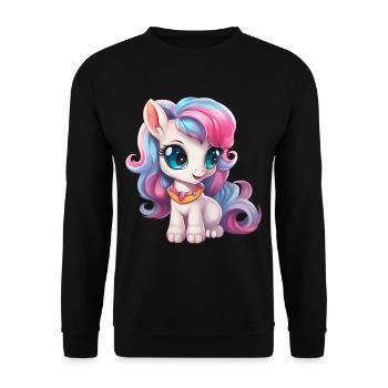 Petit poney en bleu rose - Sweat-shirt Unisexe - noir - Devant - Alina (178cm) & Michal (187cm)