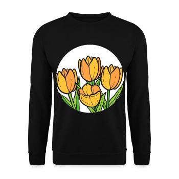 Gelbe Tulpen Florist - Unisex Pullover - Schwarz - Vorne - Alina (178cm) & Michal (187cm)