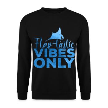Mantarochen Flap-tastische Vibes Mantarochen - Unisex Pullover - Schwarz - Vorne - Alina (178cm) & Michal (187cm)