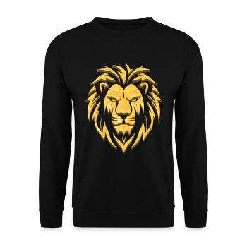 Golden Lion | Lion Head Gold - Unisex Sweatshirt - black - Front - Alina (178cm) & Michal (187cm)