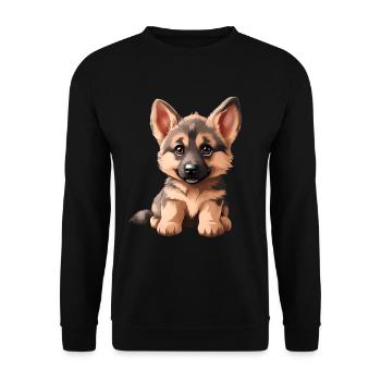 German Shepherd Puppy | German Shepherd puppy - Unisex Sweatshirt - black - Front - Alina (178cm) & Michal (187cm)