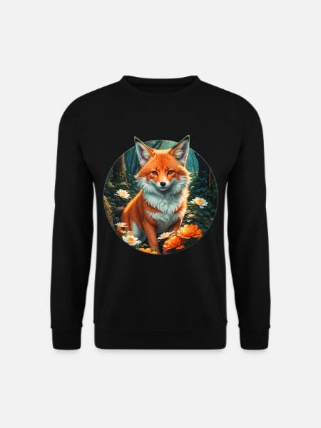 Fuchs im Blütenrausch Wald - Unisex Pullover - Schwarz