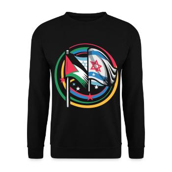Einheit für den Frieden Flaggen Israels Palästina - Unisex Pullover - Schwarz - Vorne - Alina (178cm) & Michal (187cm)