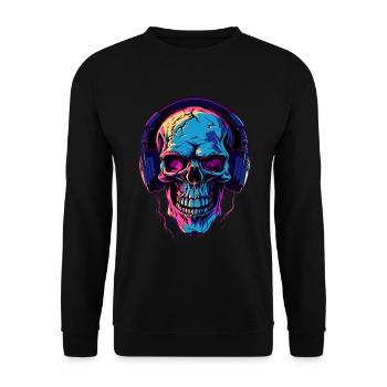 Colorful abstract skull with headphones - Unisex Sweatshirt - black - Front - Alina (178cm) & Michal (187cm)