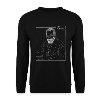 Sigmund Freud Portrait PsychologiePsychoanalyse - Unisex Pullover - Schwarz - Vorne - Alina (178cm) & Michal (187cm)