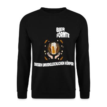 Bier formte diesen unvergleichlichen Körper - Unisex Pullover - Schwarz - Vorne - Alina (178cm) & Michal (187cm)