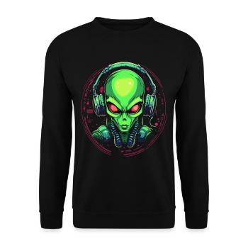 Alien avec des écouteurs Extraterrestrial DJ Music - Sweat-shirt Unisexe - noir - Devant - Alina (178cm) & Michal (187cm)