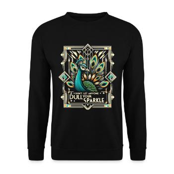 Art Deco Peacock: Stylish Splendor - Unisex Sweatshirt - black - Front - Alina (178cm) & Michal (187cm)